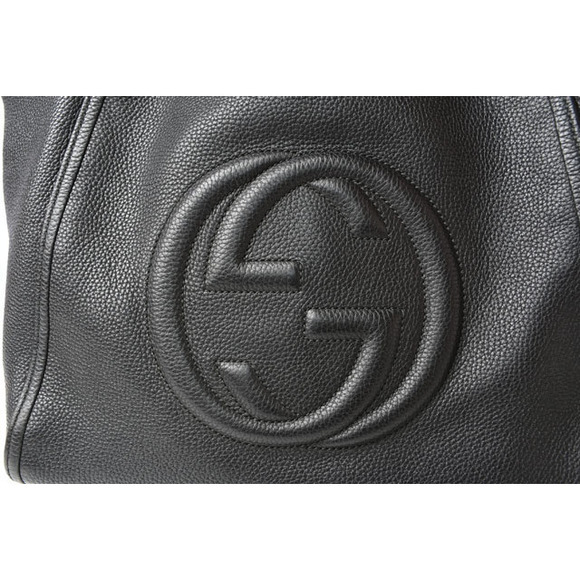 Gucci Soho Interlocking GG Tote Shoulder Bag Black Leather - Picture 4 of 12